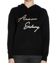 Armani Exchange Black Glitter Hoodie Sweater