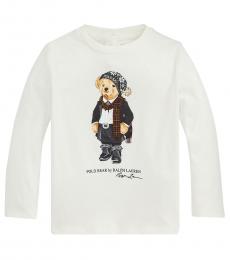 Ralph Lauren Baby Girls Trophy Cream Polo Bear Jersey T-Shirt
