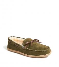 J.Crew Chateau Olive Suede Faux Fur Loafers