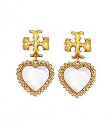 Tory Burch Golden Logo Heart Drop Earrings