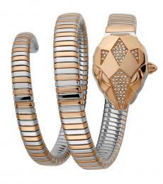 Just Cavalli Silver Rose Snake Cover Dial Watch