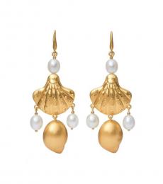 Tory Burch Golden Shell & Pearl Drop Earring