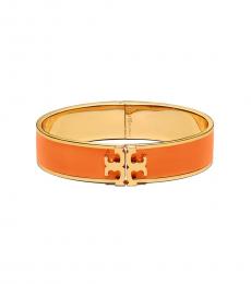 Tory Burch Gold-Mango Raised-Logo Hinged Bracelet