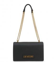 Love Moschino Black Lettering Logo Medium Shoulder Bag