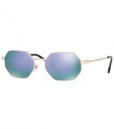 Versace Gold-Grey Violet Geometric Sunglasses