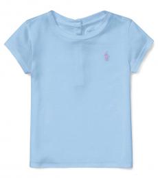 Ralph Lauren Baby Girls Powder Blue Cotton-Modal T-Shirt