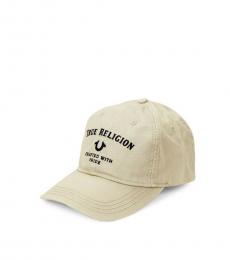 True Religion Khaki Logo Embroidered Baseball Cap