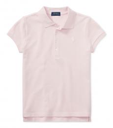 Girls Hint of Pink Stretch Mesh Polo