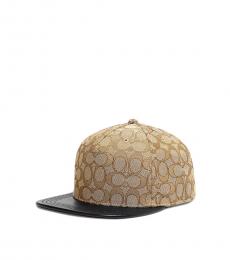 Coach Light Brown Signature Flat Brim Hat