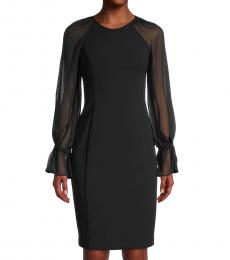 Calvin Klein Black Bell-Sleeve Sheath Dress