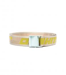 Off-White Beige Yellow Signature Strap Belt