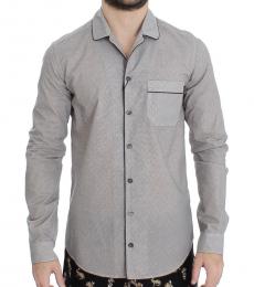 Dolce & Gabbana White Brown Cotton Pajama Shirt