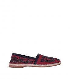 Dolce & Gabbana Red Beads Embroidered Espadrilles