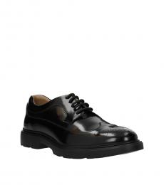 Hogan Black Wingtip Leather Lace Ups