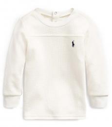 Ralph Lauren Baby Boys Antique Cream Waffle-Knit T-Shirt