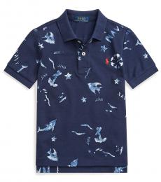 Ralph Lauren Little Boys French Navy Nautical Mesh Polo