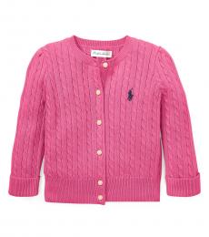 Ralph Lauren Baby Girls Pink Cable-Knit Cardigan