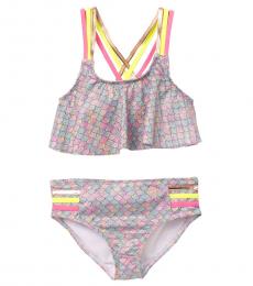 BCBGirls Girls Purple Mermaid Scale Print Bikini