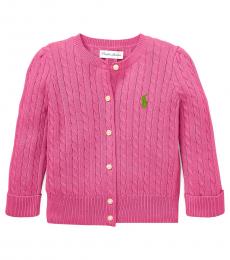Ralph Lauren Baby Girls Baja Rose Cable-Knit Cardigan