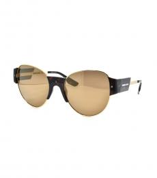 McQ Alexander McQueen Gold-Havana Mirrored Sunglasses