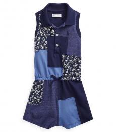 Ralph Lauren Baby Girls Navy Patchwork Romper