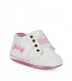 Juicy Couture Baby Girls White Velcro Logo Sneakers