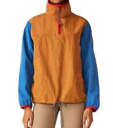 Multi Color Color-Block Nylon Half-Zip Jacket