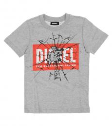 Diesel Boys Grey Printed T-Shirt