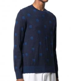 Alexander McQueen Navy Blue Skull Logo Sweater