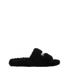 Balenciaga Black Furry Sandals