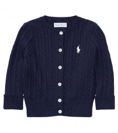 Baby Girls Navy Cable-Knit Cardigan