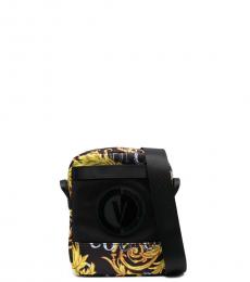 Versace Jeans Couture Black Baroque Print Mini Crossbody Bag