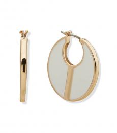 DKNY Golden White Hoop Earrings
