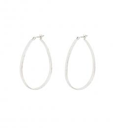 Lucky Brand Silver Oval Hoop Earrings