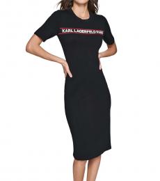 Karl Lagerfeld Black Logo Midi Sweater Dress