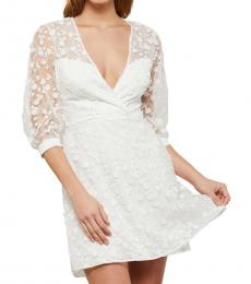BCBGMaxazria Off White Floral Embroidered Dress