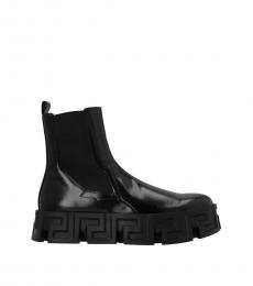 Versace Black Greek Chelsea Boots