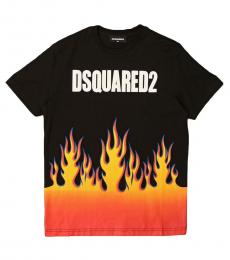 Dsquared2 Boys Black Flame Printed T-Shirt