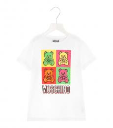 Moschino Little Girls White Teddy Print T-shirts