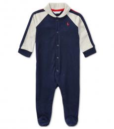 Baby Boys French Navy Shawl-Collar Coverall