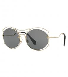 Miu Miu Grey Gold Irregular Sunglasses
