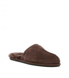 Dark Brown Leisure Fur Slippers