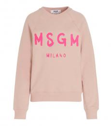 MSGM Beige Logo Print Sweatshirt