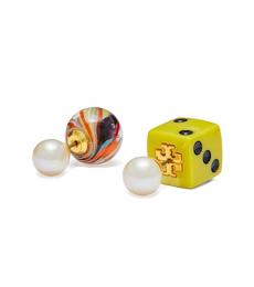 Tory Burch Multicolor Double Stud Earrings