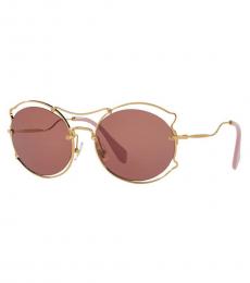 Maroon Gold Irregular Sunglasses