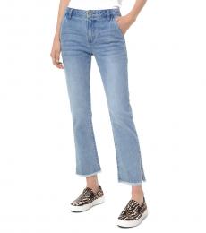 Michael Kors Light Blue Denim High-Rise Split-Hem Jeans