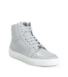 Versace Grey Leather High Top Sneakers