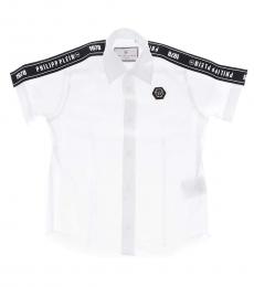 Philipp Plein Little Boys Black White Logo Band Shirt