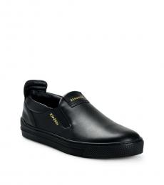 Versace Black Logo Leather Loafers