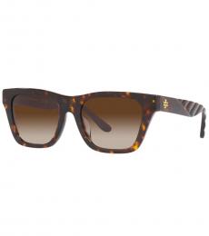 Tory Burch Dark Brown Rectangular Sunglasses